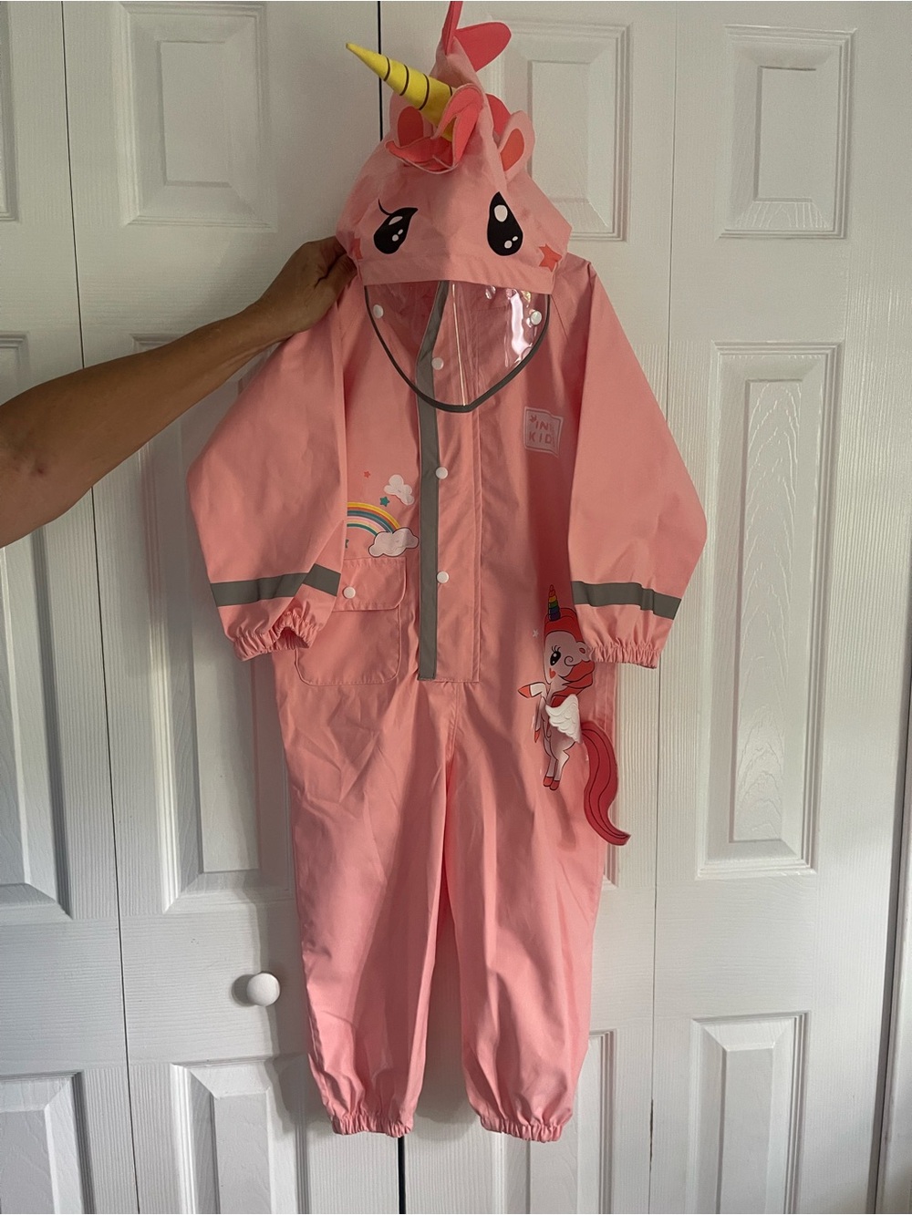 Pink Unicorn Kids Rain Suit with Hood